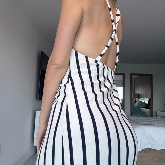 Zara Striped Maxi Dress 100% Cotton | Black & White | Size Small - Picture 4 of 6